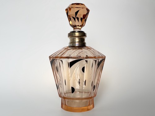 Art Deco Czech Bohemian Cut crystal Karl Palda 1930’s Decanter with silver rim - Picture 4 of 11