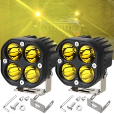 Pair Fit for Polaris RZR XP 4 1000 Turbo RZR 900 3" Yellow LED Pods Work Lights 