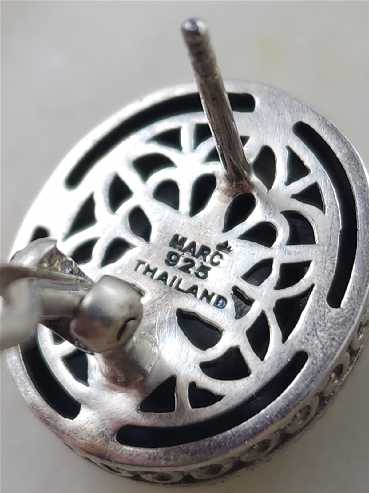 Marc Vintage Solid Sterling Silver Marcasite Omeg… - image 4