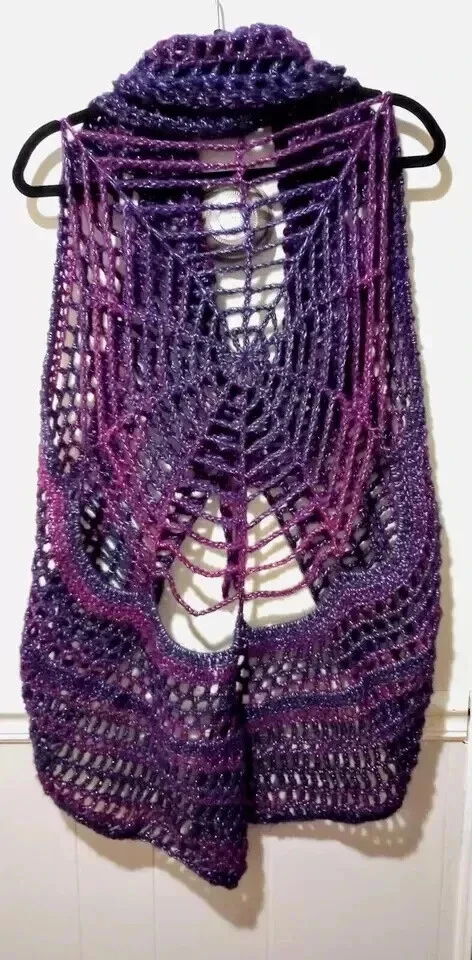 crochet hecho a mano mujer top chaleco tela de araña festival plus 2X/3X anochecer púrpura nuevo Foto 2 de 3