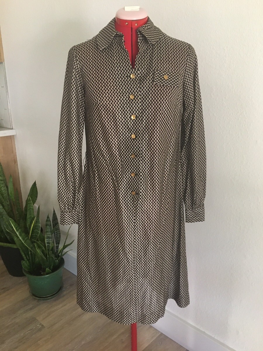 Vintage Black Gold Dress Long Sleeve Collar Button Front Sz 12 Large W/ Belt | eBay Vintage Black Gold Dress Long Sleeve Collar Button Front Sz 12 Large W/ Belt | eBay