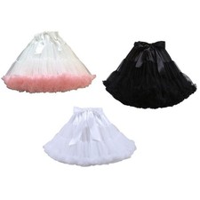 Women Cosplay Petticoat Layered Ballet Tutu Skirt Bow Underskirt