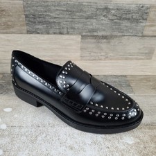 Marc Fisher Yolo Loafers Shoes Womens Sz 10 W Black Embellishment Almond Toe