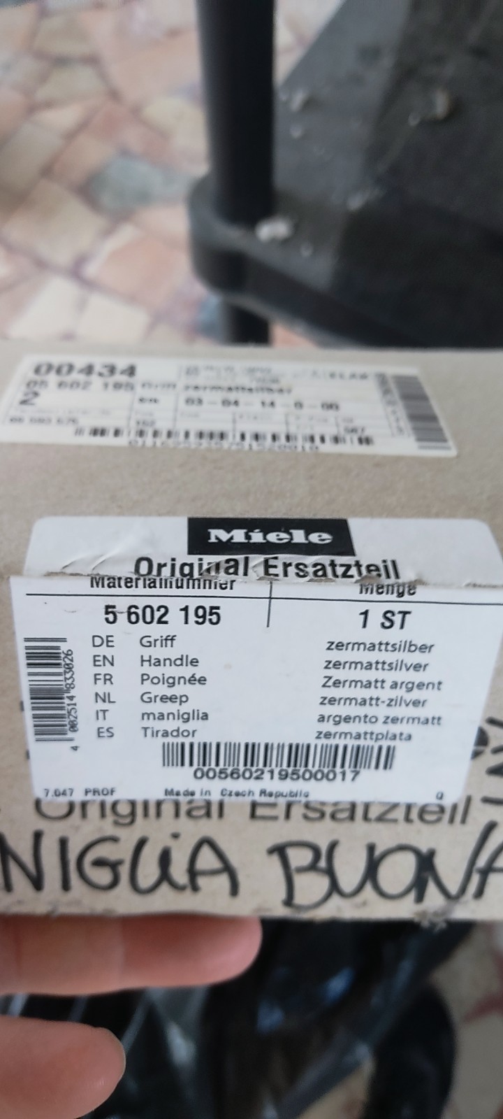 Miele Maniglia originale 5602195 argento opaco per lavatrice/asciugatrice