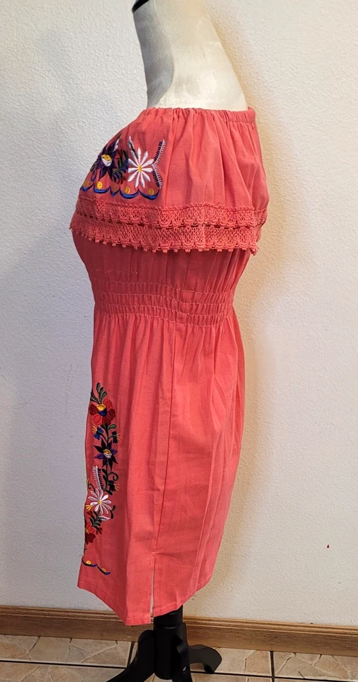 Virgen de Guadalupe 10 Peach Embroidery Mexican Girl Dress /Our Lady of Guadalup - Image 2 of 3