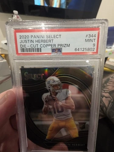 Psa 9 2020 Panini Select - Field Level Justin Herbert RC Copper Die-Cut /355 