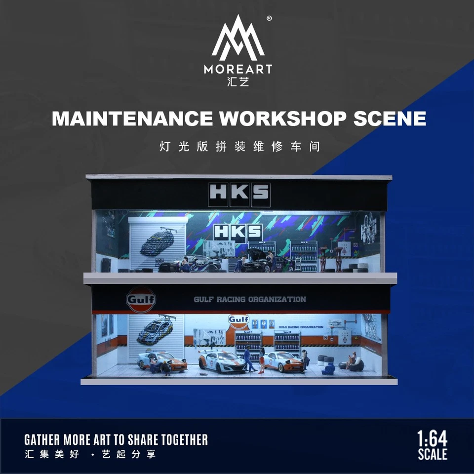 1:64 Parking lot model scene Alloy car model storage Garage dustproof light - Image 3 of 4