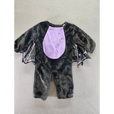 Infant Toddler Bat Halloween Costume Black Purple Plush Faux Fur Winged Jumpsuit