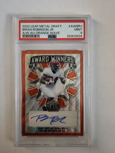 2022 Leaf Metal Draft Brian Robinson Orange Wave Rookie Auto 1/5 PSA 9
