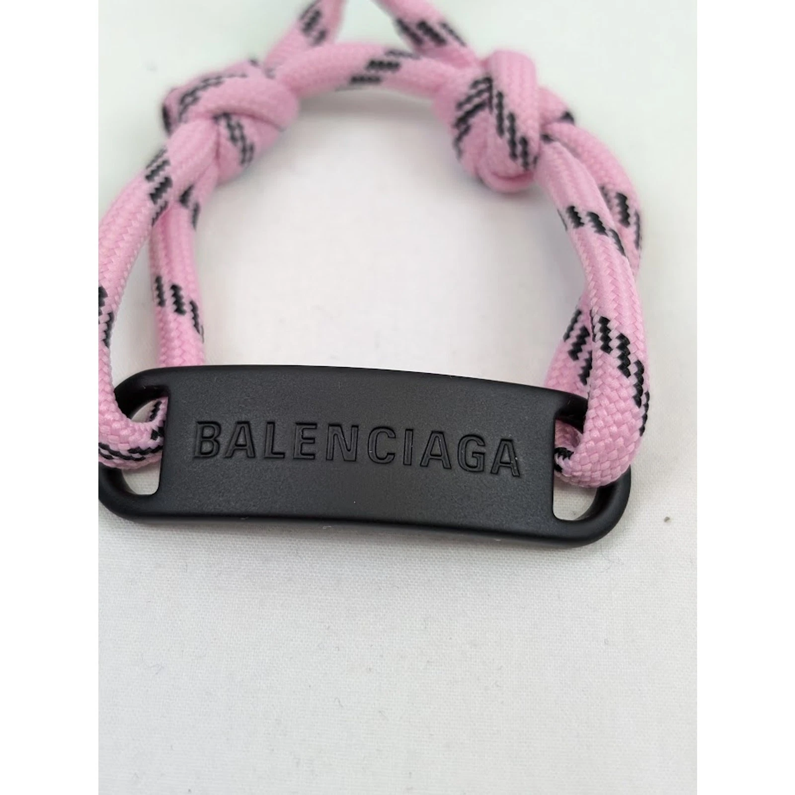 Bracciale Balenciaga Placca Rosa Nero Nuovo con etichette Os