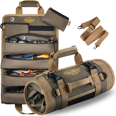 Roll-Up Tool Bag Organizer, Heavy Duty, Portable with Detachable Pouches