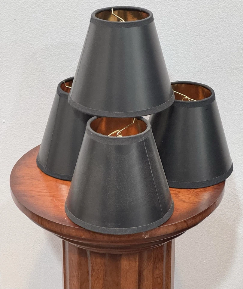 4 Мини абажуры люстра черный с золотой подкладкой бумаги 5 x 5 x 3» совершенно новый - Изображение 3 из 4