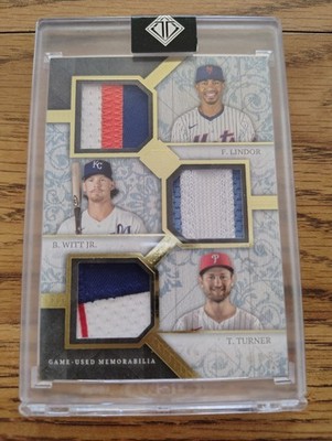 2024 TOPPS TRANSCENDENT TRIPLE PATCHES 1/5 BOBBY WITT JR/F. LINDOR/T. TURNER $$