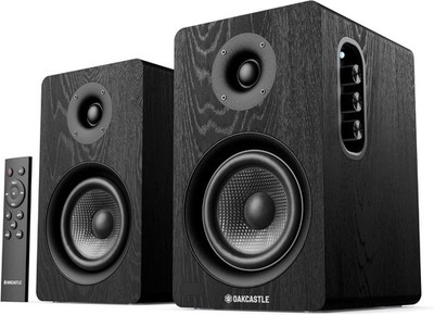 Regal Lautsprecher Aktiv HDMI, BT, Paar Oakcastle BK100 Schwarz WIE NEU