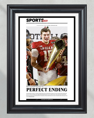 2026 Indiana Football  Perfect Ending  Mendoza Champions Framed Newspaper CFP Co