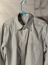Brooks Brothers Men  s Slim Fit 17-34/35 White With Green Checked Dress Shirt