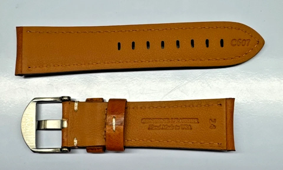 Correa de reloj de cuero genuino coñac de 22 mm - EE. UU. Foto 2 de 3