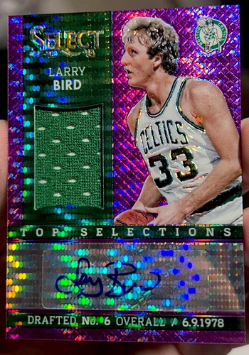 2013-14 Select Larry Bird Top Selections AUTO Game-Worn Patch Purple Pulsar /30!