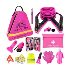 Pink Car Emergency Kit, Premium Roadside Emergency Car Accessories ... Fast Ship