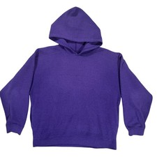 L Vintage Gap Fleece Solid Hoodie Purple Pullover Sweatshirt Cozy Sherpa 90s Y2K