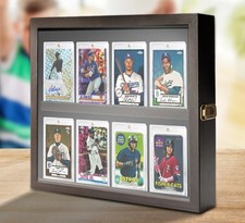 Graded Trading Card Display Case 8 Pcs Sport Baseball PSA Slab Wood Glass Frame