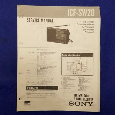 SONY ICF-SW20 Service Manual Original Paper OEM Repair Guide - USA