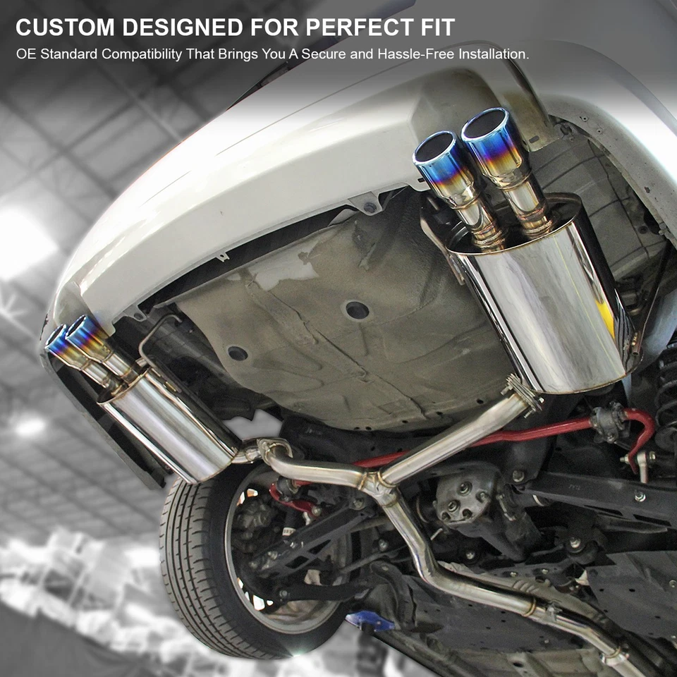 Fits 2008-2014 Subaru Impreza WRX STI S/S Catback Exhaust System Quad Burnt Tip - Image 3 of 4