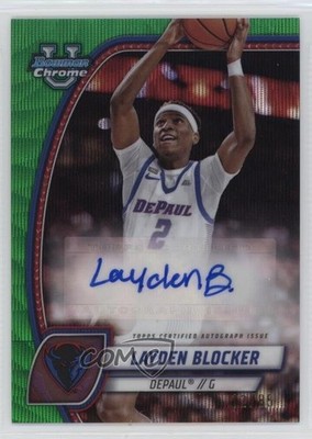 2024-25 Bowman U Chrome Green Wave Refractor 12/85 Layden Blocker #95 Auto 15ty