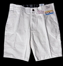 IRON CO Men's Stretch Shorts SIZE 31 Flex Waist Flat Front SOLID WHITE New Tag