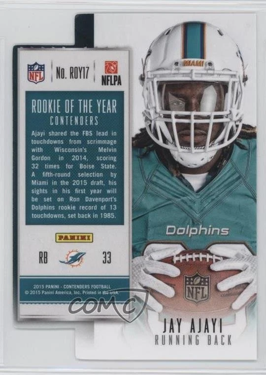 2015 Panini Contenders Rookie of the Year Black /10 Jay Ajayi #ROY17 RC - Image 2 of 2
