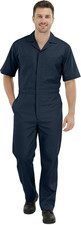 Coveralls for Men Short Sleeve Regular Fit Mechanic Work Wear Jumpsuit with Pock