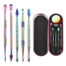6 Pcs Wax Carving Tools with Container Jar and Pink Metal Case, Rainbow