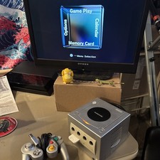 Nintendo GameCube Platinum Console 001 - Tested Comes With Memory Card