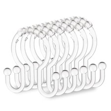 Shower Curtain Hooks, 12 Pcs Clear Shower Curtain Rings, Plastic Glide Roller