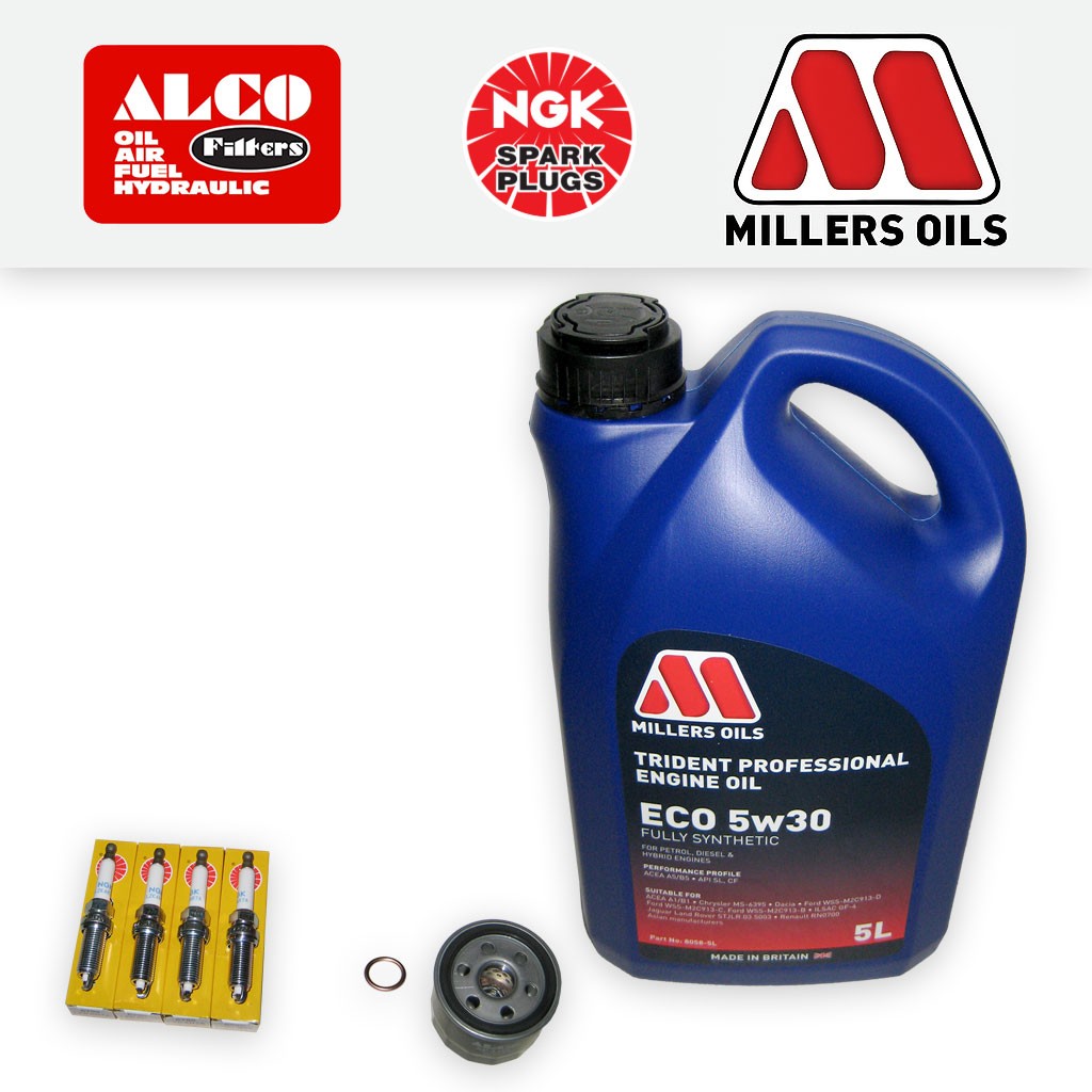SERVICE KIT for DACIA SANDERO 1.2 OIL FILTER SPARK PLUGS +5w30 OIL (2008-2018)