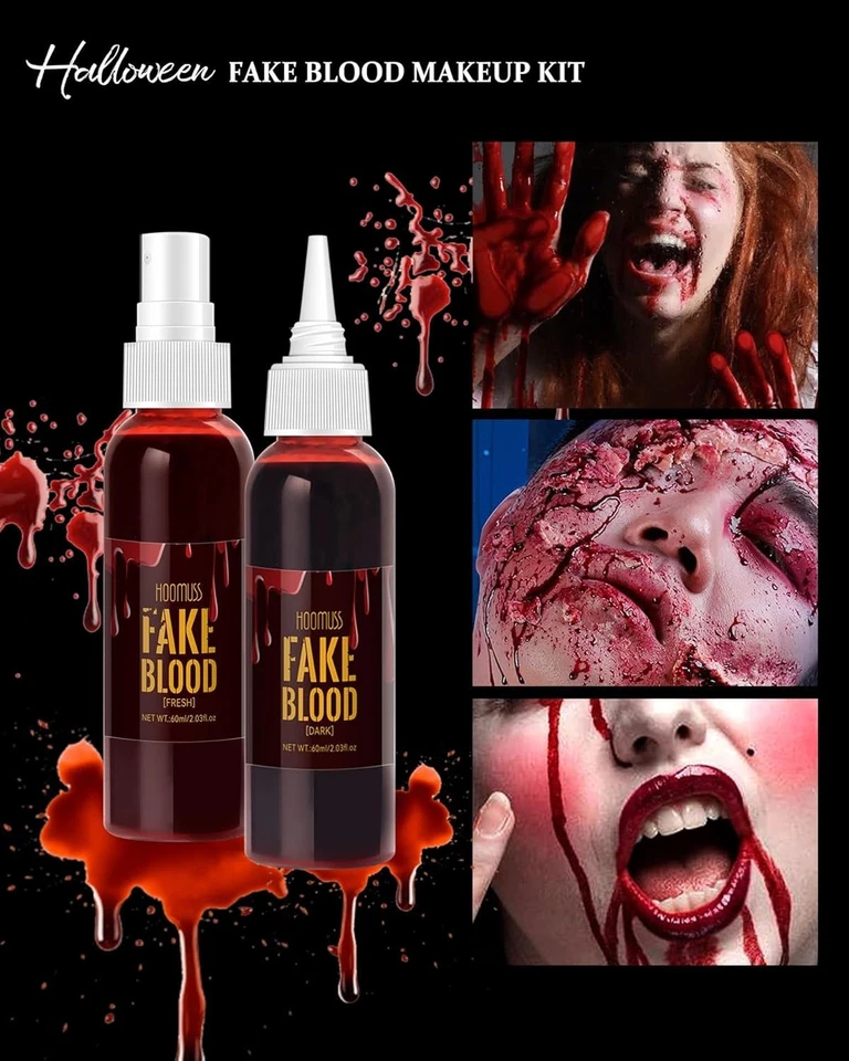 Kit de maquillaje de Halloween spray de sangre rojo carne efectos especiales SFX Foto 4 de 4