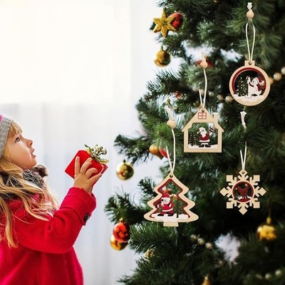 Europäischer Stil Holz Anhänger Ornamente Weihnachtsdekoration für Weihnachts