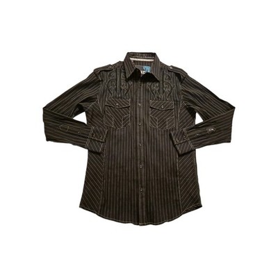 Roar Buckle M Black Strength Refined Embroidered Button Down Shirt Tribal