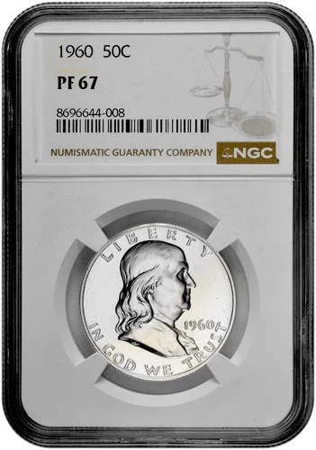 1960 50C Proof Silver Franklin Half Dollar NGC Graded PF 67 in New Holder