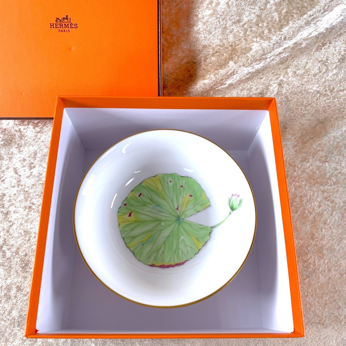 Vintage Hermes Paris Bowl Nil Nile 14cm Porcelain Tableware Set of