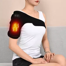 USB Electric Heated Shoulder Knee Brace Vibration Massager Adjustable Support