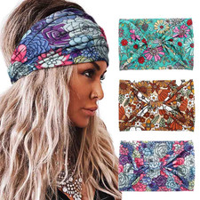 Boho Headbands Wide Knotted Hairbands Stretch Printed Head Bands Bohemia Head Wr