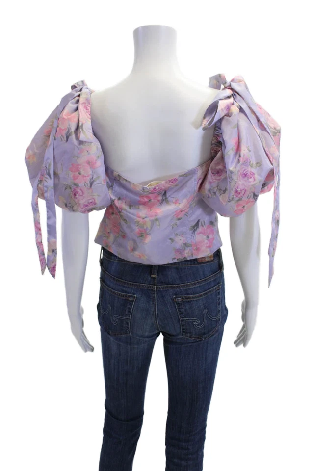 Blusa Love Shack Elegante Mujer Rosa Recortada Floral Cuello Cuadrado Talla 8 Foto 4 de 4