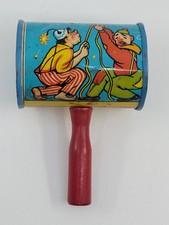 Vintage Metal Tin Litho Halloween New Years Noise Maker Toy Clowns Animals USA