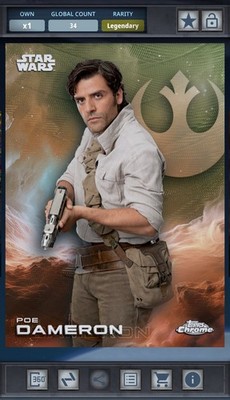 Poe Dameron - Green Wave 99cc Legendary - Star Wars Card Trader Topps Chrome