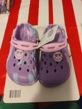 9/10 Girls Clogs Smiley Face Purple
