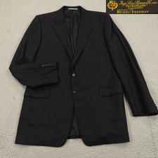 Hickey Freeman Loro Piana Blazer 46L Super 130s Tasmanian Worsted Wool Navy Coat