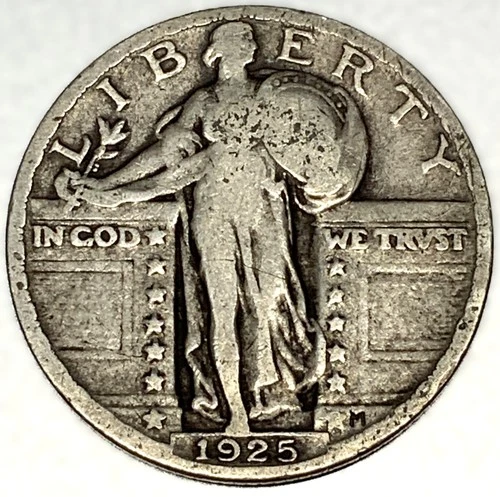 1925-P Standing Liberty Silver Quarter Fine - 25c US Coin Free Shipping - 2083