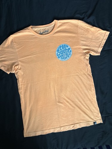 RIP CURL Neon Orange Shirt Mens M Classic RipCurl Logo On Back GREAT FIT!! - Picture 1 of 4