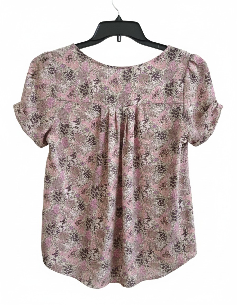 Daniel Rainn Peasant Blouse Floral Feminine Split Neck Pullover Size Medium 